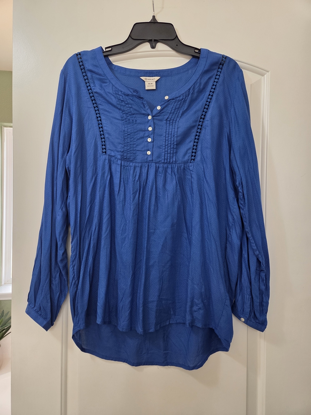 Ariat Royal Blue Long-Sleeve Pintuck Peasant Tunic